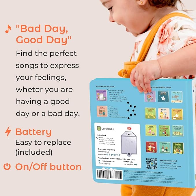 Cali's Books Bad Day, Good Day Emotions Books by Mother Moon - Feelings Book for Toddlers 1-3, Musical Books for Kids, Interactive Toddler Sound Book, Montessori Learning Music Toys