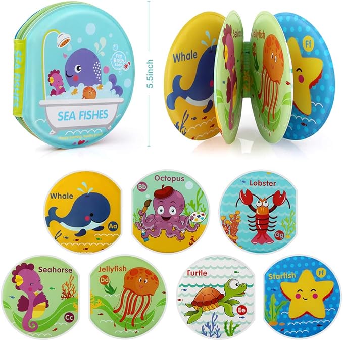 Baby Bath Toys, Nontoxic Bath Books for Babies Bath Time, Bathtub Toys for Toddlers 6 to 12 18 Months, Soft Educational Bath Toys for 1-3 Year Old Girls Boys(Pack of 3)