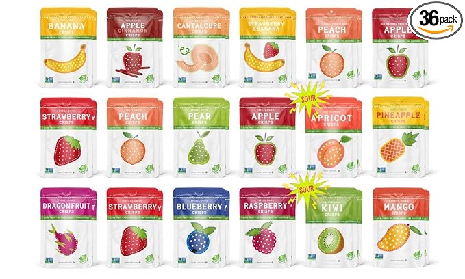 Nature’s Turn Freeze-Dried Fruit Crisps –Healthy, Gluten-Free,Crispy & Delicious, Plant-Based Snack, Ideal for Cereal, Smoothies, School Lunches, & On-the-Go, Ultimate Variety Pack of 36(0.53 oz Each)