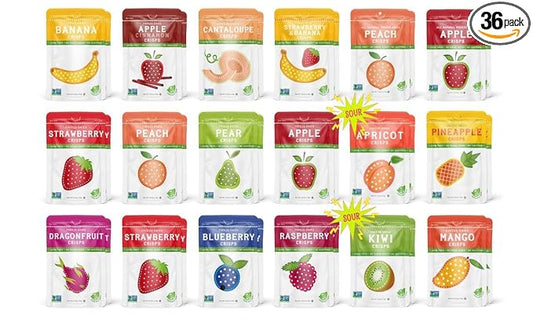 Nature’s Turn Freeze-Dried Fruit Crisps –Healthy, Gluten-Free,Crispy & Delicious, Plant-Based Snack, Ideal for Cereal, Smoothies, School Lunches, & On-the-Go, Ultimate Variety Pack of 36(0.53 oz Each)