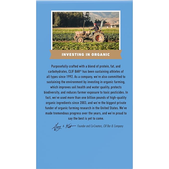 CLIF BAR - Blueberry Almond Crisp - Made with Organic Oats - Energy Bars - Non-GMO - Plant Based Protein Bars (10 Pack)