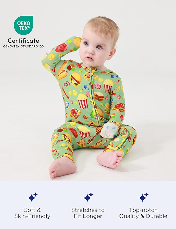 Footless Pajamas Baby Boy Girls, Viscose from Bamboo Baby Pajamas, Two Way Zipper Sleepers, Newborn Pjs