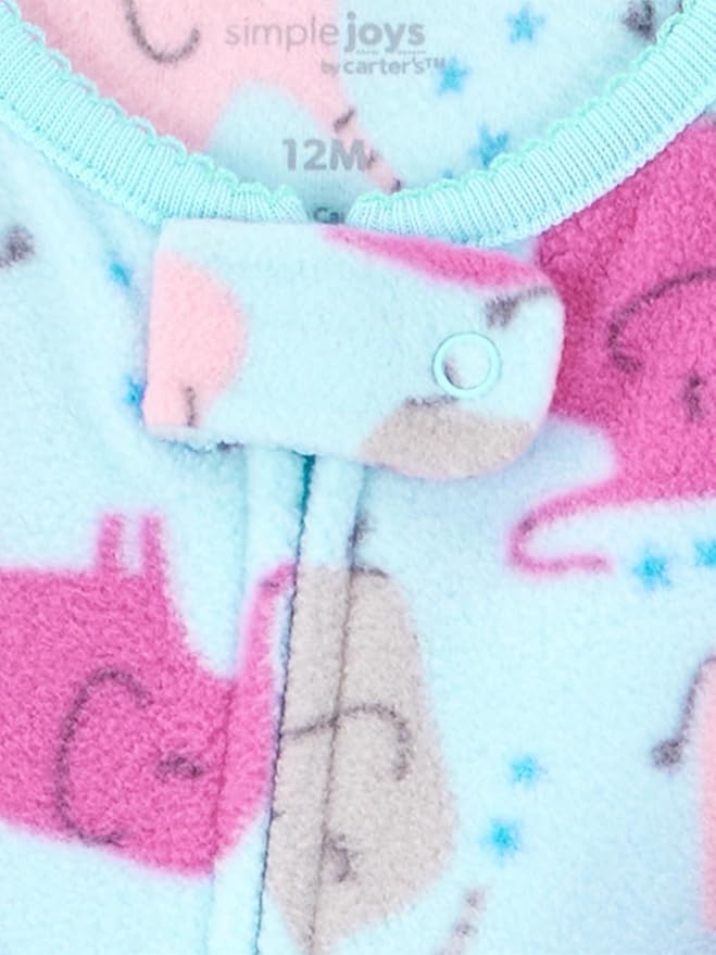 Simple Joys by Carter's girls Loose-Fit Flame Resistant Fleece Footed Pajamas