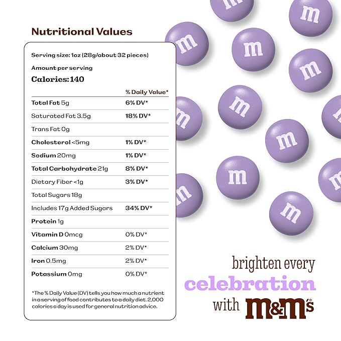 M&M’S WORLD M&M’S Light Purple Milk Chocolate Candy - 5lbs Resealable Purple Candy Pack for Easter, Mother's Day, Graduations, Birthday Parties, Weddings, Celebrations, Birthday Decor, and more