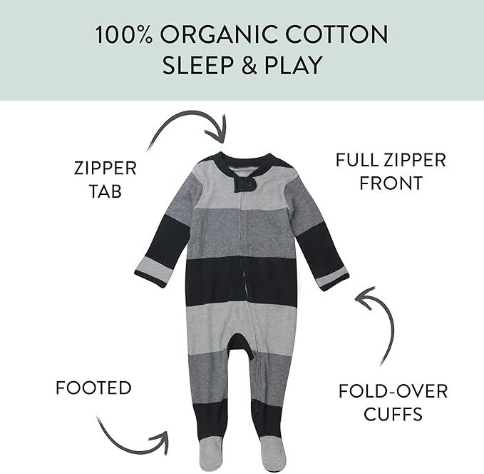 HonestBaby Baby Celebration Sleep & Play Footed One-Piece Pajama Sleeper 100% Organic Cotton