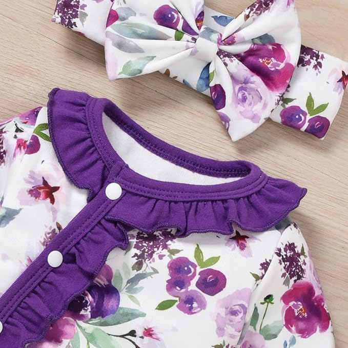 Aalizzwell Baby Girls Romper Outfit Fall Winter Clothes with Accessories