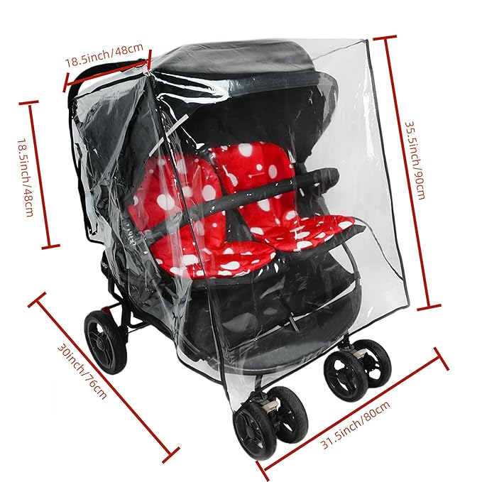 Double Stroller Rain Cover - Universal Fit Weather Shield for Side by Side Baby Stroller, Waterproof Windproof Jogger Stroller Cover for Rain, Snow & Dust Protection – Baby Outdoor Travel Essential