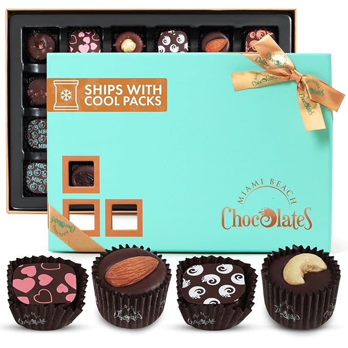 Dark Chocolate Truffles Gift Box, 24 Pieces of Chocolates Gift Box, Ultimate Assorted Chocolates for Birthdays, Holidays or Corporate Gifts, A Premium Chocolate Experience Made for Gifting
