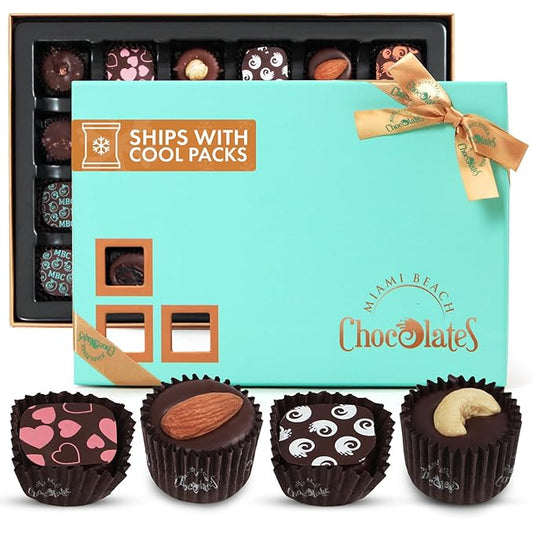 Dark Chocolate Truffles Gift Box, 24 Pieces of Chocolates Gift Box, Ultimate Assorted Chocolates for Birthdays, Holidays or Corporate Gifts, A Premium Chocolate Experience Made for Gifting