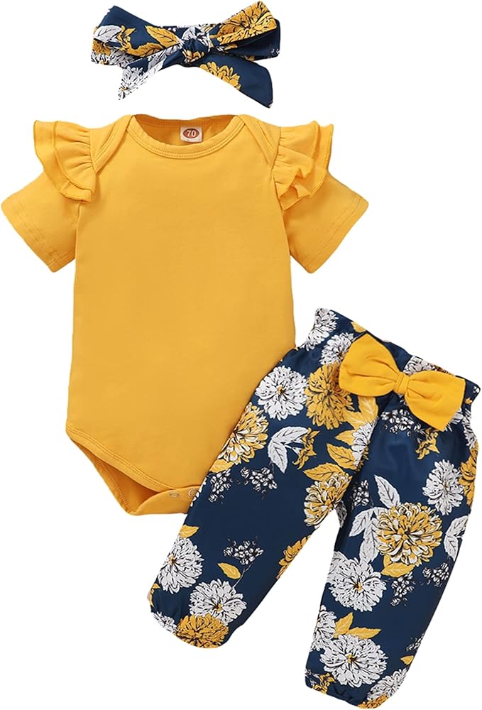 Infant Baby Girl Clothes Newborn Girl Outfit Long Sleeve Romper Pants Set Cute Baby Clothes for Girls Fall/Winter