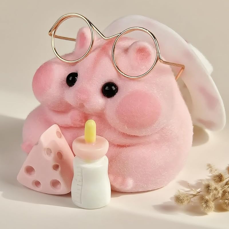 Handmade Taba Squishy Hamster Toy, Cute Squishy Hamster Fidget Toy, Realistic Hamster Toy, Soft Silicone Mochi Furry Toy, Stress Relief Gift for Adults & Kids, Sensory Anxiety Plushie (Pink)