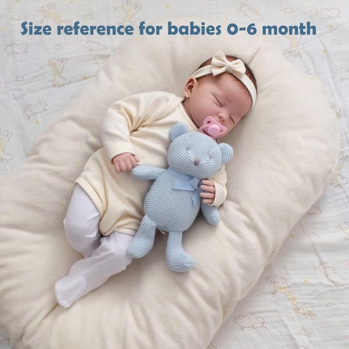 100% Organic Cotton Baby Toys Blue Teddy Bear 6.5" Stuffed Animals for Newborn