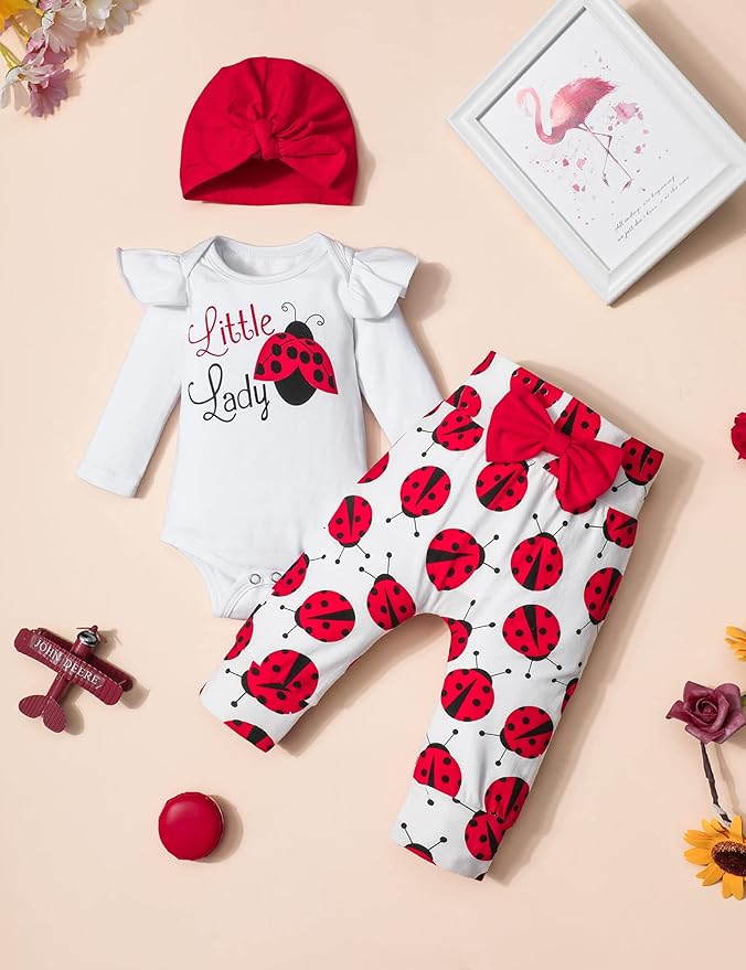 Infant Newborn Baby Girl Clothes Baby Girl Outfits For All Seasons Long Sleeve Snap Romper Pant Sets With Headband