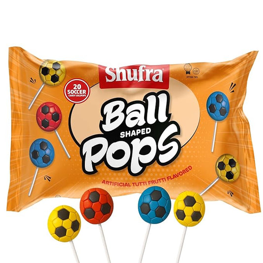 DOUzzle Back To School Soccer Lollipop Candy - Ball Shaped Suckers Sports Pop, Tutti Frutti Flavored (20 Pops, 1 Pack) Individually Wrapped, Party Favor, Goodie Bag & Pinata Filler - Kosher Parve