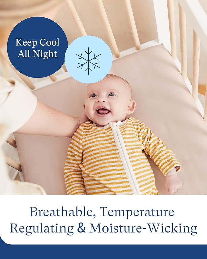 PurComfy Supersoft Crib Sheets 2-Pack, Premium Bamboo Viscose Stretchy Fitted Crib Sheet, Hypoallergenic Breathable Crib Sheets Boy Girl, Neutral Baby Crib Mattress Sheet, 9'' Extra Deep Pocket