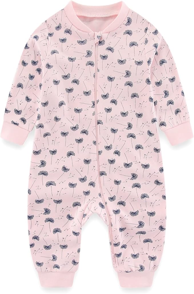 Newborn Baby 2-way Zipper Romper Cotton One-piece Jumsuit 3-pack, 0-24 Months