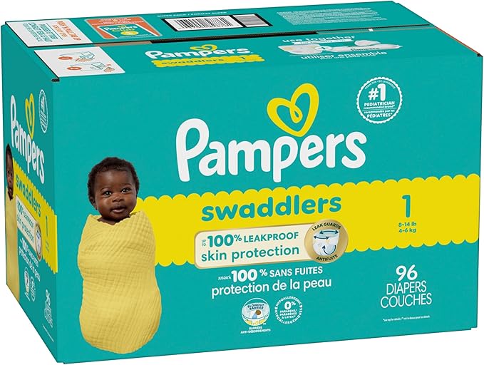 Pampers Baby Diapers - Swaddlers - Size 1, 96 Count, Ultra Absorbent Disposable Infant Diaper
