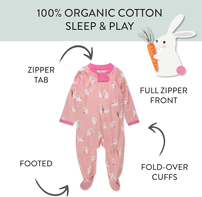 HonestBaby Baby Celebration Sleep & Play Footed One-Piece Pajama Sleeper 100% Organic Cotton