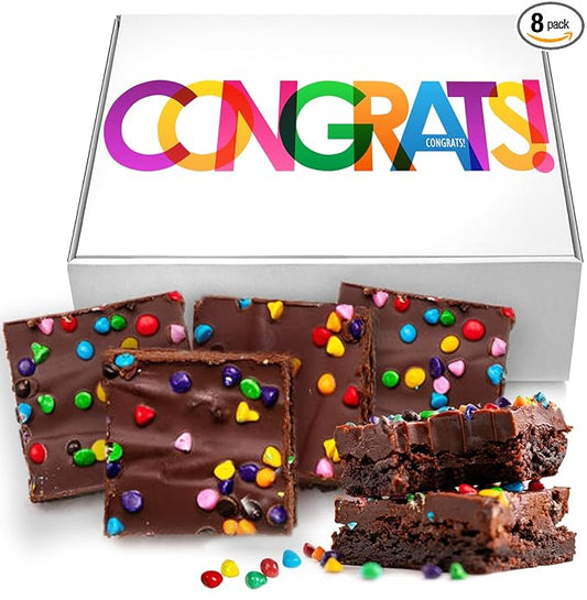 Congrats Brownies Gift Basket Chocolate Brownies Congratulations Large Food Gift Individually Wrapped For Men Women Package | Nut Free | Kosher