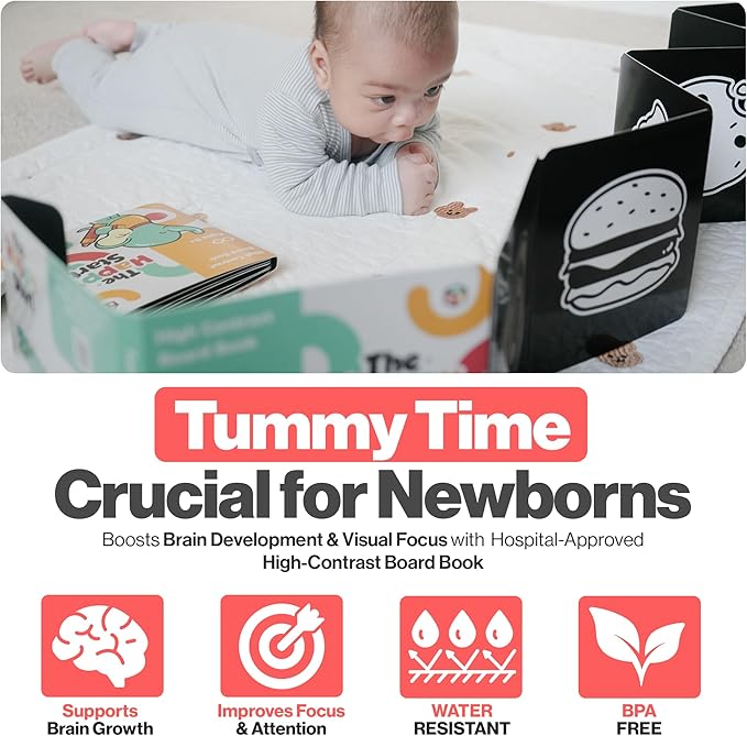 Happy Start Award-Winning High Contrast Board Book - Newborn Black & White Baby Cards, Easy to Clean, Hospital Approved, Stands on Its Own, Tummy Time Toy, Ages 0+ (English - Pack of 3)
