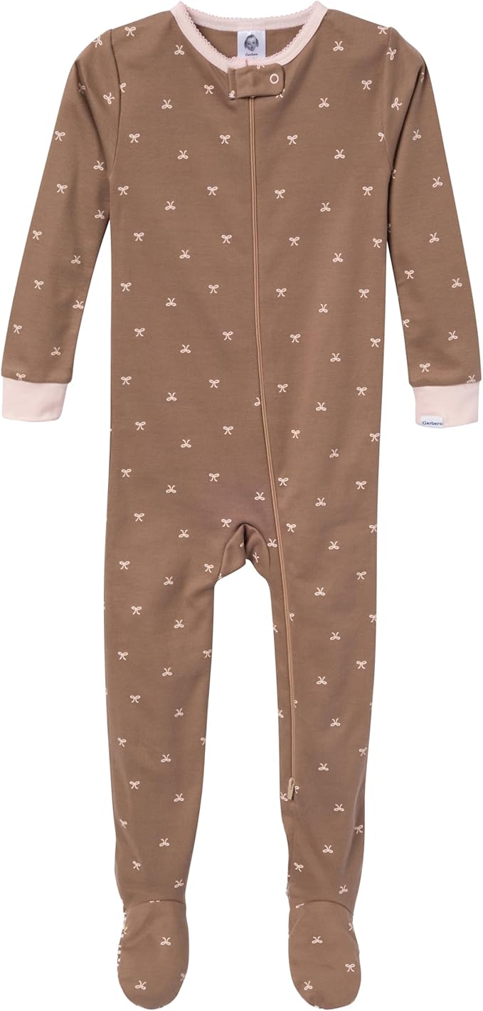 Gerber Baby Girls' 2-Pack Footed Pajamas