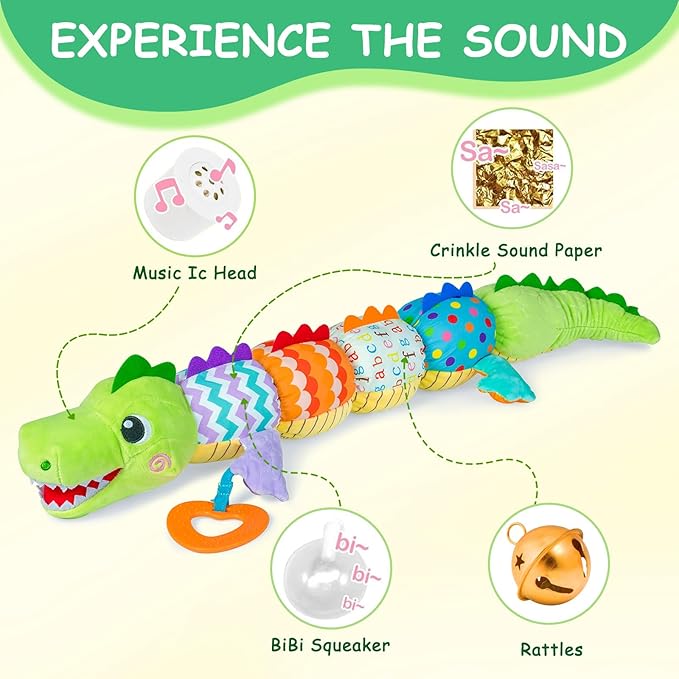 Baby Boy Toys for 0 3 6 9 12 Months, Soft Tummy Time Toy with Multi Textures,Rattle,Crinkle,Newborn Baby Stuffed Animal Toy, Baby Gift,Caterpillar