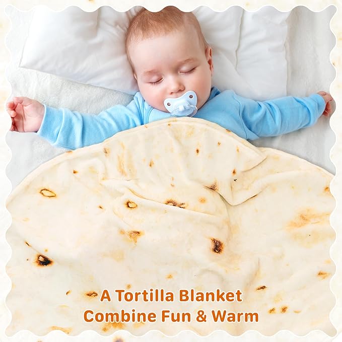 Tortilla Blanket, Baby Burritos Swaddle Blanket, Taco Blanket for Newborn Toddler, 285 GSM Soft Flannel Wearable Wrap Funny Gifts for Baby Shower Boy Girl 0-3 6 9 Months