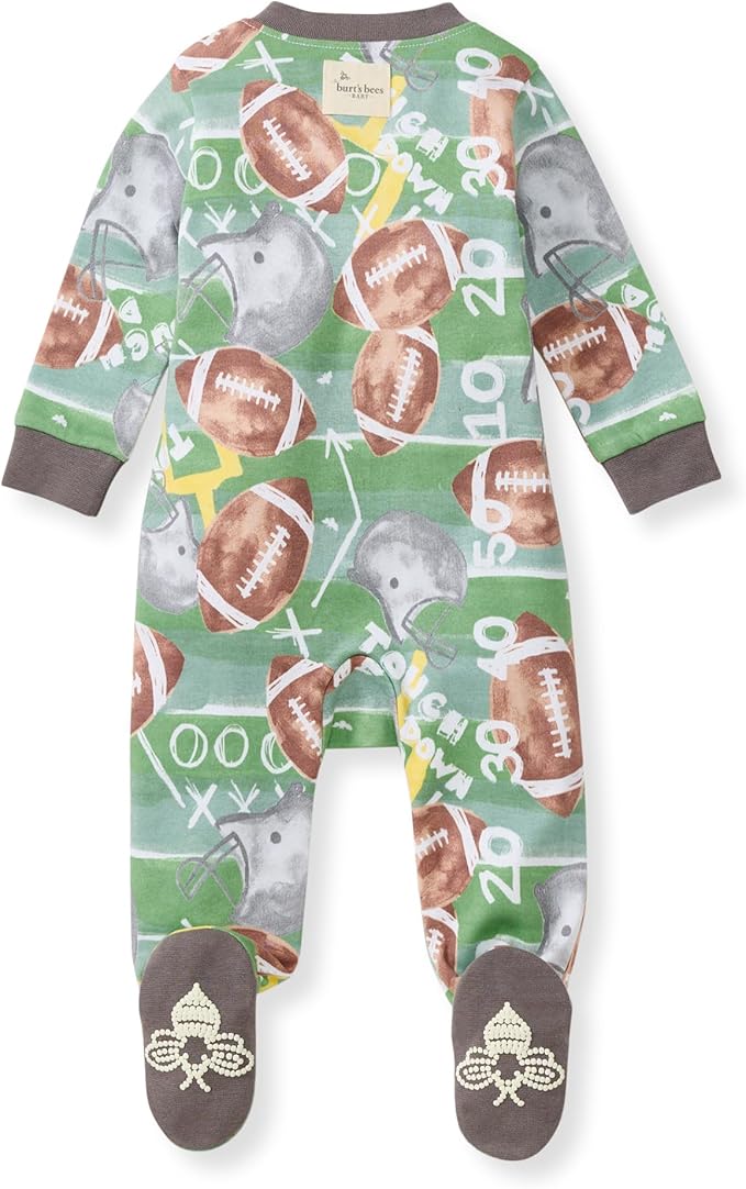 Burt's Bees Baby Baby Girls Pajamas, Zip Front Non-Slip Footed Sleeper Pjs, 100% Organic Cotton