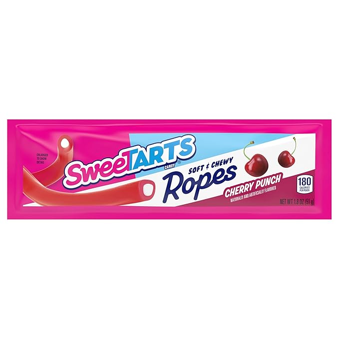 SweeTARTS Soft and Chewy Ropes, Cherry Punch Flavor, 1.8 Ounce Pouches (Pack of 24)