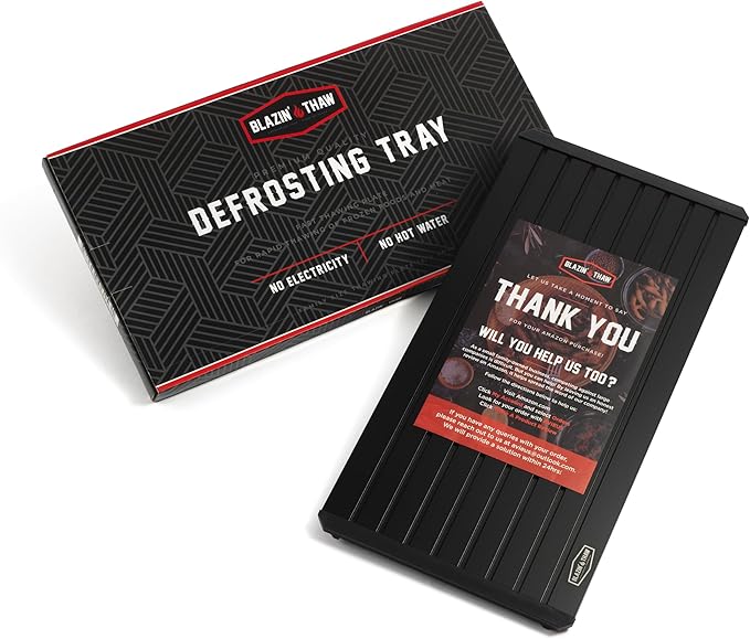 BLAZIN' THAW Defrosting Tray for Frozen Meat | 16" Family-Size | Aluminium Plate for Thawing Frozen Food | Natural Thawing Process | No Microwaves, No Cold/Warm Water Required |