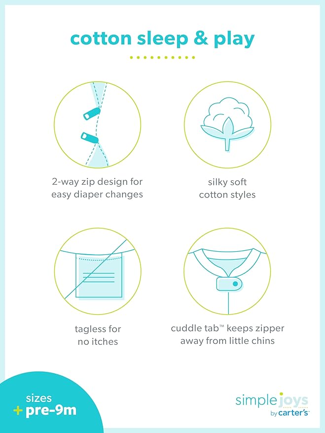 Simple Joys by Carter's Baby Neutral 2-Pack Cotton Footed Sleep and Play
