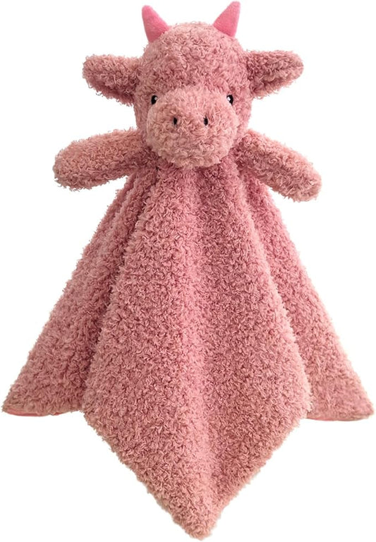 Baby Pale Red Dragon Stuffed Animal Security Blanket, Plush Dinosaur Character Lovey Blanket, Baby Shower/Nursery Gift, Newborn Infant Toddler Snuggle Blankie for Boys Girls, 14 Inches