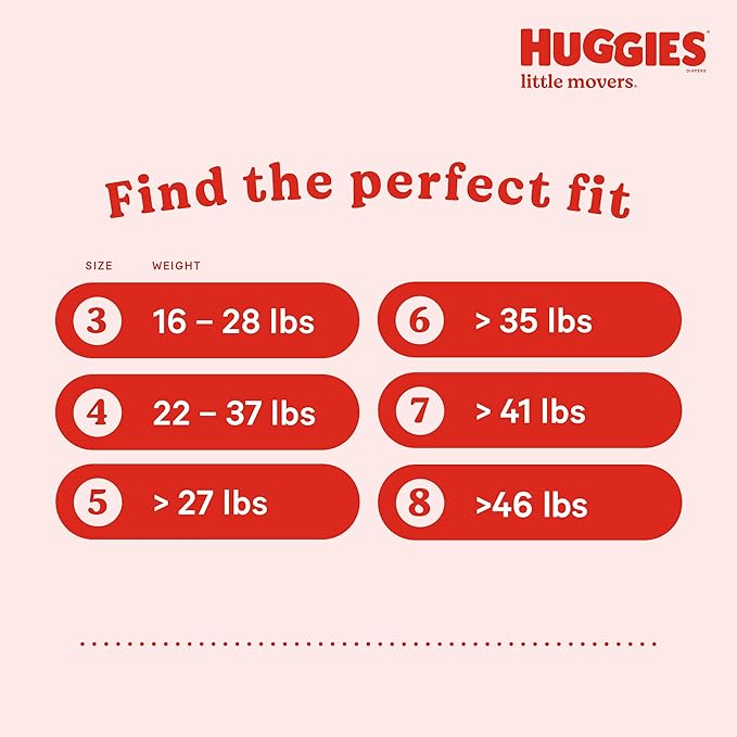 Huggies Size 3 Diapers, Little Movers Baby Diapers, Size 3 (16-28 lbs), 136 Count, Packaging May Vary