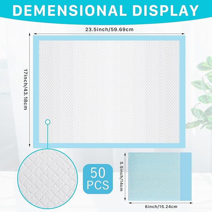 50 Pack Disposable Changing Pads,17 x 24 inch Baby Disposable Underpads,Ultra Absorbent Diaper Changing Pads,Leak-Proof Breathable Underpads,Waterproof Pets Pee Dogs Pad