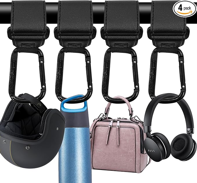 4 Pack UTV Hook for Hanging Headsets, Helmet and Goggles, Multipurpose Carabiners Clip Adjustable Hanger Hook for Electric Scooters Bicycle Stroller SXS Accessory