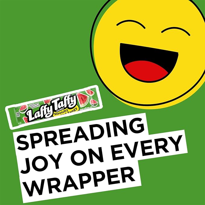 Laffy Taffy Candy, Stretchy and Tangy, Watermelon Flavor, 1.5 Ounce Bars (Pack of 24)