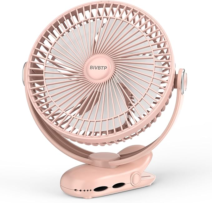 12000mAh Clip on Fan 30H Longest Runtime, 8in Portable Fan Rechargeable, Ultra Quiet with Heavy-Duty Clamp, USB Desk Fans for Golf Cart,Office Desk, Treadmill, Camping, Bedroom