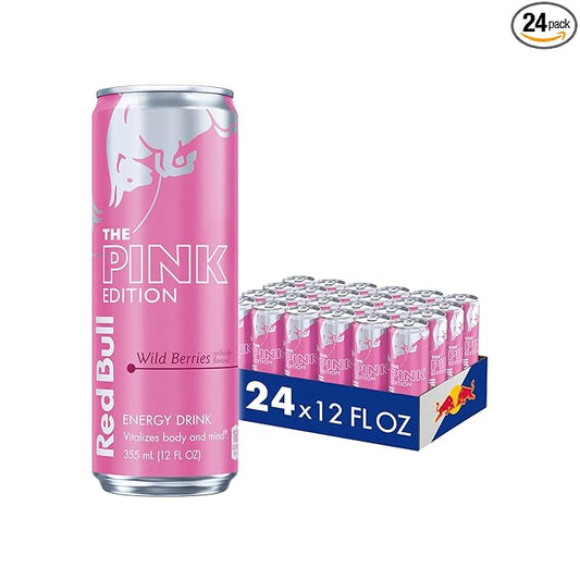 Red Bull Pink Edition Energy Drink, Wild Berries, 12 fl. z., Case of 24 cans, with 114mg Caffeine, Taurine & B Vitamins
