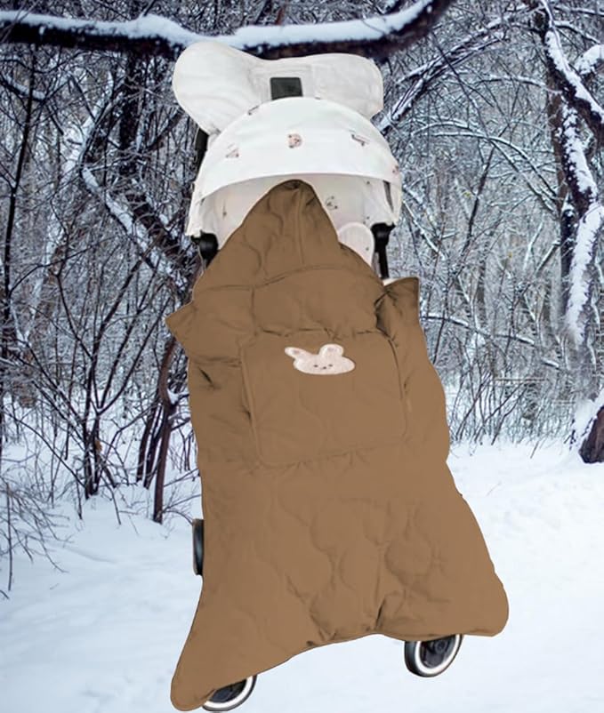 Winter Baby Carrier Cover Stroller Cover,Warm Thicker Hooded Stretchy Cloak Hooded Reversible, Cloak Kangaroo Hoodie for Babies-Coffee