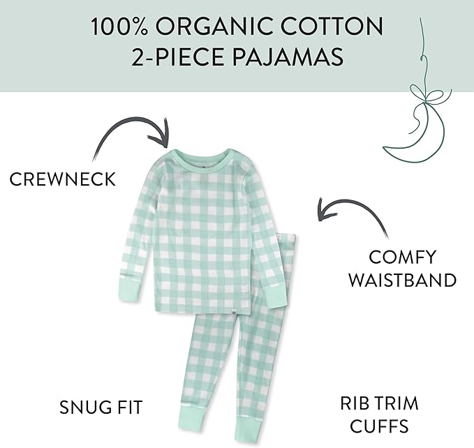 HonestBaby baby-girls 2-piece Pajamas Sleepwear Pjs 100% Organic Cotton for Baby, Toddler, Kids, Girl