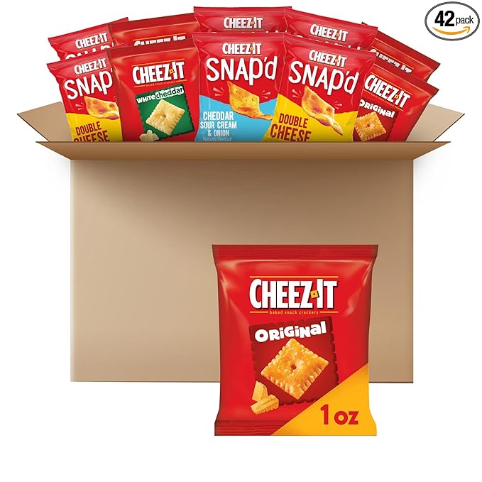 Cheez-It Cheese Crackers, Baked Snack Crackers, Lunch Snacks, Variety Pack (42 Packs)