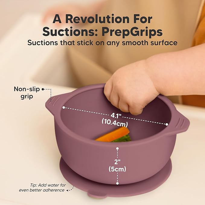 KeaBabies 2-Pack Baby Bowls with Suctions, Lids - Silicone Toddler Suction Bowls for Baby Boy, Girl, Kids, Dog, Food Grade Silicone, BPA-Free, Dishwasher Safe, Toddler Eating Essentials (Rocky)