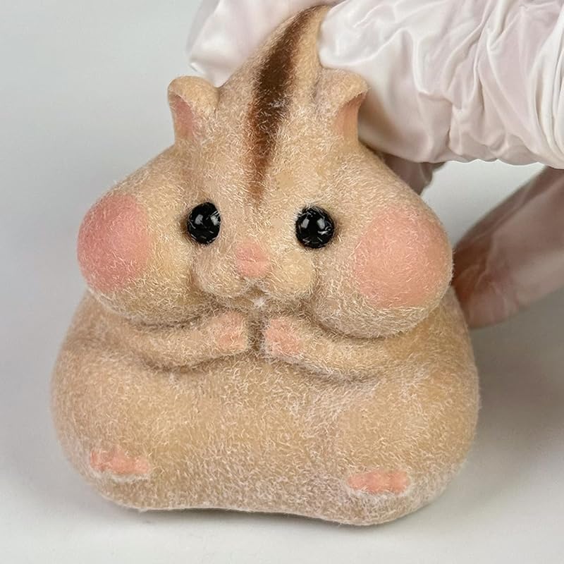 Handmade Taba Squishy Hamster Toy, Cute Squishy Hamster Fidget Toy, Realistic Hamster Toy, Soft Silicone Mochi Furry Toy, Stress Relief Gift for Adults & Kids, Sensory Anxiety Plushie(Brown)