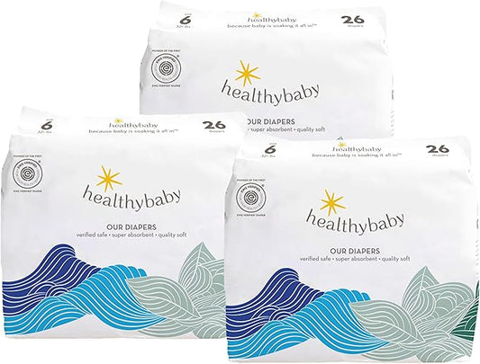 Our Diapers | EWG Verified Safe & Plant-Based Diapers | Leak Protection | Soft Organic Cotton Shell | Chlorine-Free Diaper for Sensitive Skin | Size 6 (27-35 lbs) 78 Count