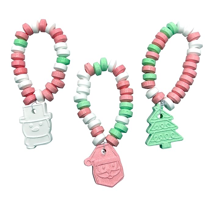 Christmas Candy - 24 Holiday Themed Candy Bracelets (15g) Individually Wrapped Bulk - Christmas Candy Stocking Stuffers - Santa, Christmas Tree, Snowman - Great for Xmas Party Favors - Christmas Gifts for Classroom