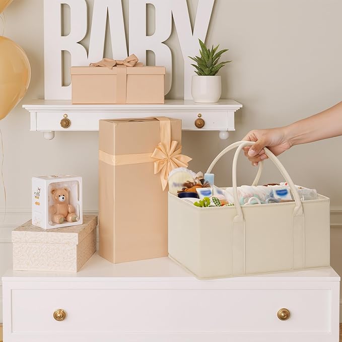 GRANNY SAYS Baby Diaper Caddy Organizer, Baby Bag for Diapers and Baby Wipes, Nurse Baskets for Changing Table, Car Organizer, Gift for Baby Shower, Newborn Essentials, Beige
