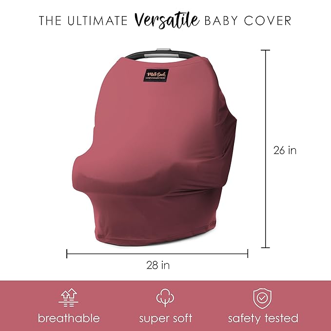 Milk Snob Original 5-in-1 Luxe Cover in Ash Rose - Added Privacy for Breastfeeding, Baby Car Seat, Carrier, Stroller, High Chair, Shopping Cart, Lounger Canopy, Newborn Essentials, Nursing Top