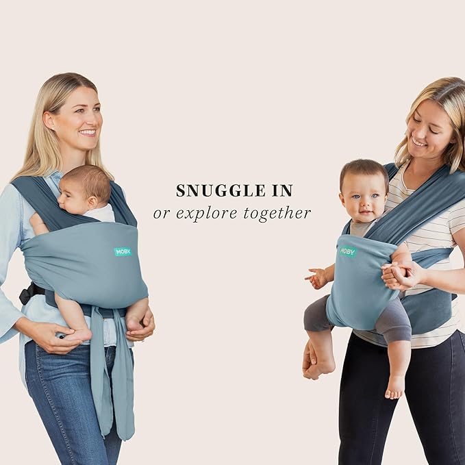 Moby Baby Wrap Carrier Easy-Wrap for Newborns to Toddlers (8-33lbs), Infant Sling Carrier, Lightweight & Hands Free Design for Mom and Dad, Adjustable for All Body Types (Sea Spray Blue)