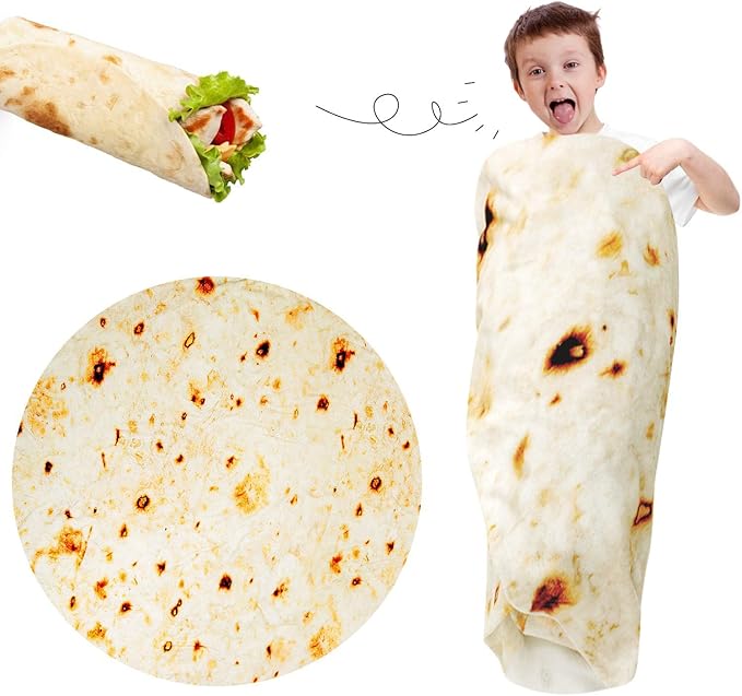 Kids Tortilla Blanket 1 2 3 4 5 Year Old Boy Birthday Gift, 49 Inch Burritos Kids Blanket Funny Kindergarten Graduation Gifts for Boys, Taco Food Blanket, Soft Comfortable Flannel Throw Blanket