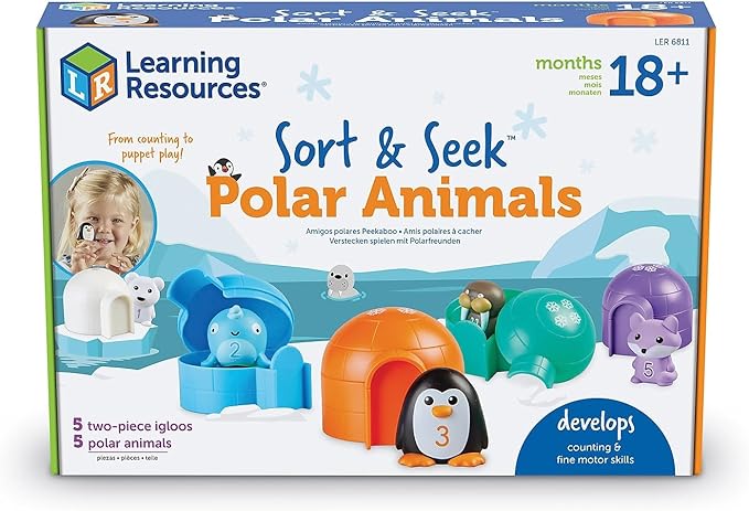 Learning Resources Sort & Seek Polar Animals - 15 Pieces, Age 18+ Months Toddler Learning Activities, Educational Toys, Educational Toy Set Color, Teaching Toys